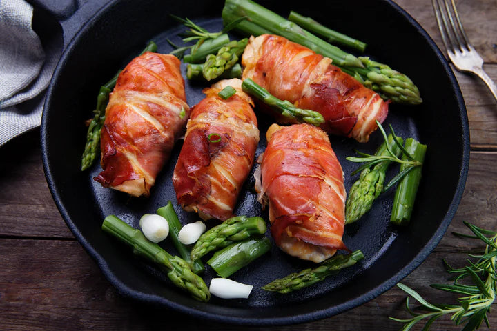 2 x Chicken Breasts filled with Garlic and Herb Butter and wrapped in Italian Prosciutto Ham